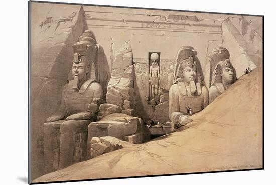 Front Elevation of the Great Temple of Aboo Simbel, Nubia, from 'Egypt and Nubia'-David Roberts-Mounted Giclee Print