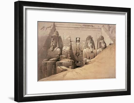 Front Elevation of the Great Temple of Aboo Simbel, Nubia, from 'Egypt and Nubia'-David Roberts-Framed Giclee Print