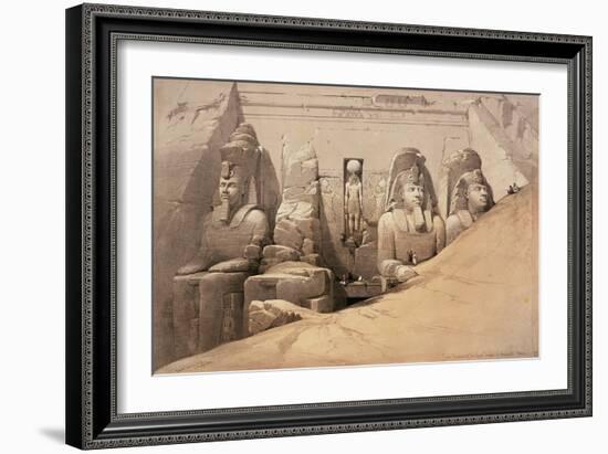 Front Elevation of the Great Temple of Aboo Simbel, Nubia, from 'Egypt and Nubia'-David Roberts-Framed Giclee Print