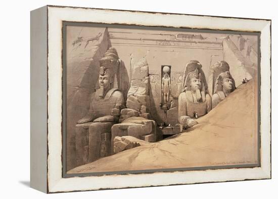 Front Elevation of the Great Temple of Aboo Simbel, Nubia, from 'Egypt and Nubia'-David Roberts-Framed Premier Image Canvas