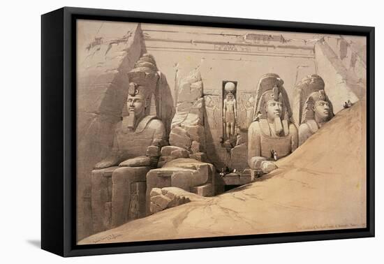 Front Elevation of the Great Temple of Aboo Simbel, Nubia, from 'Egypt and Nubia'-David Roberts-Framed Premier Image Canvas