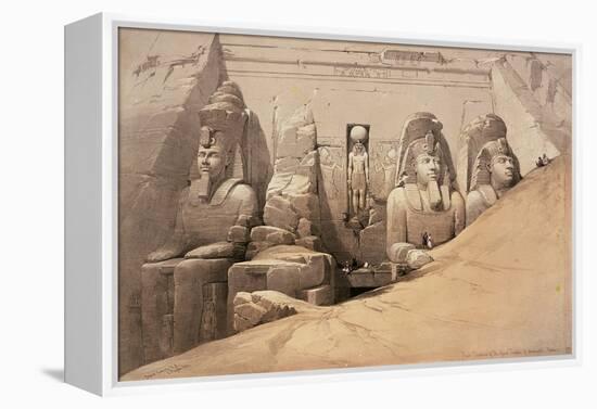 Front Elevation of the Great Temple of Aboo Simbel, Nubia, from 'Egypt and Nubia'-David Roberts-Framed Premier Image Canvas