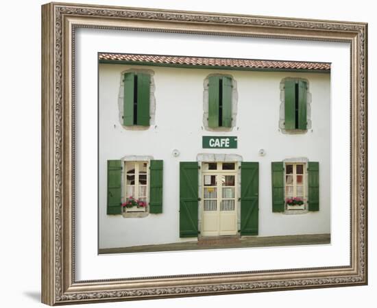 Front of a Local Cafe with Green Shutters in Aquitaine, France, Europe-Michael Busselle-Framed Photographic Print