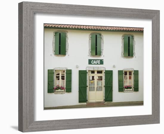 Front of a Local Cafe with Green Shutters in Aquitaine, France, Europe-Michael Busselle-Framed Photographic Print