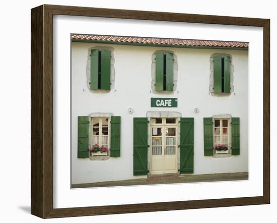 Front of a Local Cafe with Green Shutters in Aquitaine, France, Europe-Michael Busselle-Framed Photographic Print