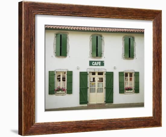 Front of a Local Cafe with Green Shutters in Aquitaine, France, Europe-Michael Busselle-Framed Photographic Print