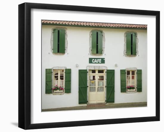 Front of a Local Cafe with Green Shutters in Aquitaine, France, Europe-Michael Busselle-Framed Photographic Print