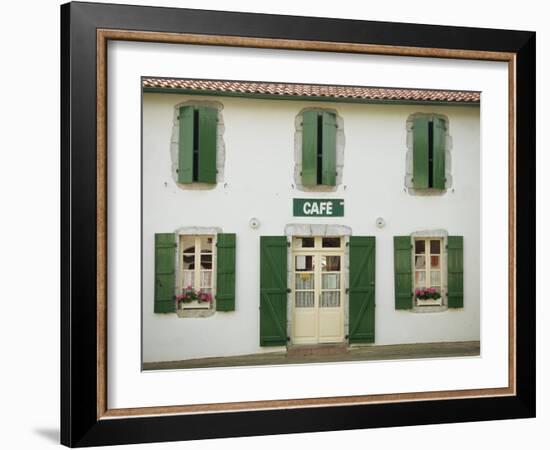 Front of a Local Cafe with Green Shutters in Aquitaine, France, Europe-Michael Busselle-Framed Photographic Print