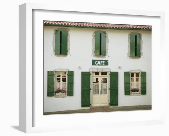 Front of a Local Cafe with Green Shutters in Aquitaine, France, Europe-Michael Busselle-Framed Photographic Print