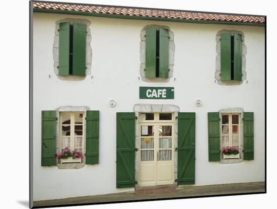 Front of a Local Cafe with Green Shutters in Aquitaine, France, Europe-Michael Busselle-Mounted Photographic Print