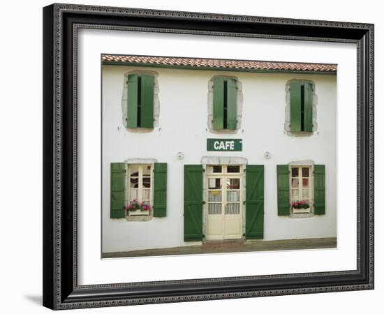 Front of a Local Cafe with Green Shutters in Aquitaine, France, Europe-Michael Busselle-Framed Photographic Print