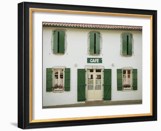 Front of a Local Cafe with Green Shutters in Aquitaine, France, Europe-Michael Busselle-Framed Photographic Print