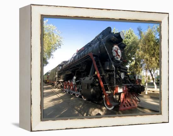 Front of an Old Locomotive, Railway Museum, Tashkent, Uzbekistan, Central Asia, Asia-Michael Runkel-Framed Premier Image Canvas