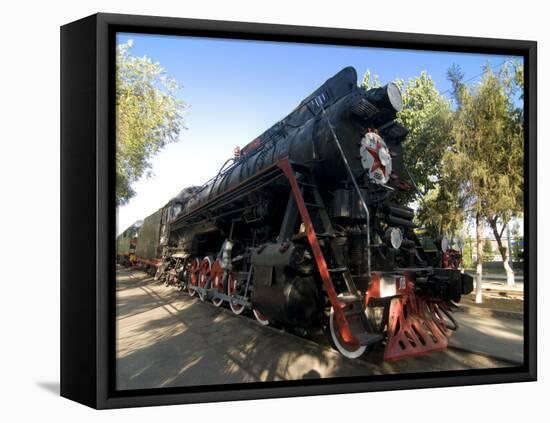 Front of an Old Locomotive, Railway Museum, Tashkent, Uzbekistan, Central Asia, Asia-Michael Runkel-Framed Premier Image Canvas