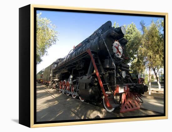 Front of an Old Locomotive, Railway Museum, Tashkent, Uzbekistan, Central Asia, Asia-Michael Runkel-Framed Premier Image Canvas