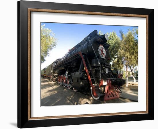 Front of an Old Locomotive, Railway Museum, Tashkent, Uzbekistan, Central Asia, Asia-Michael Runkel-Framed Photographic Print