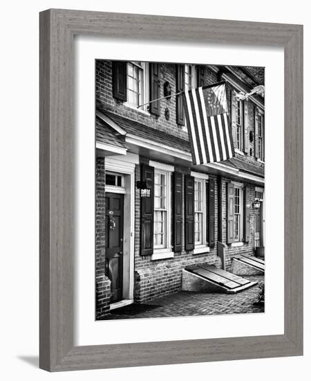 Front of House with an American Flag, Philadelphia, Pennsylvania, US, White Frame-Philippe Hugonnard-Framed Art Print