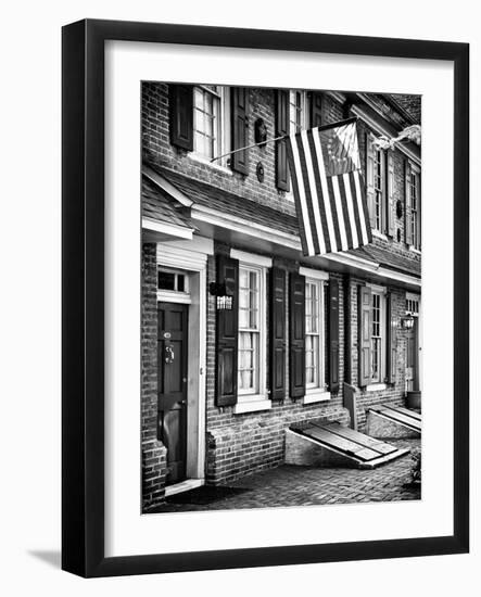 Front of House with an American Flag, Philadelphia, Pennsylvania, US, White Frame-Philippe Hugonnard-Framed Art Print