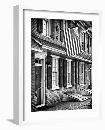 Front of House with an American Flag, Philadelphia, Pennsylvania, US, White Frame-Philippe Hugonnard-Framed Art Print