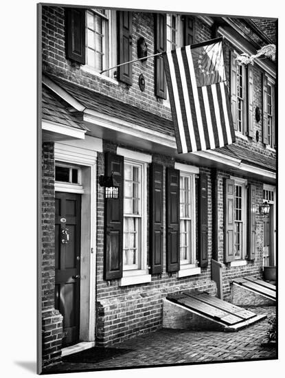 Front of House with an American Flag, Philadelphia, Pennsylvania, US, White Frame-Philippe Hugonnard-Mounted Art Print