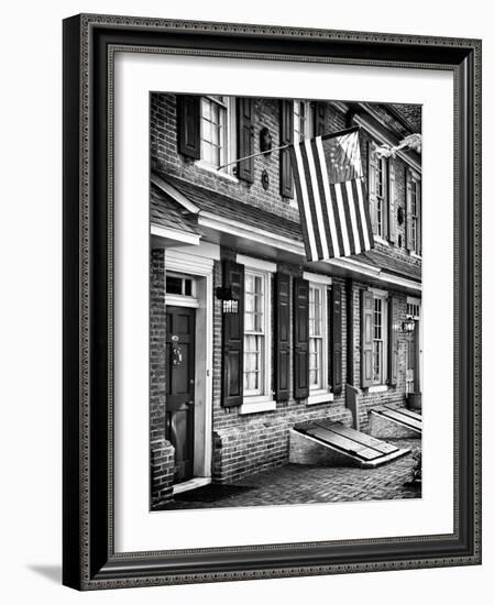 Front of House with an American Flag, Philadelphia, Pennsylvania, US, White Frame-Philippe Hugonnard-Framed Art Print