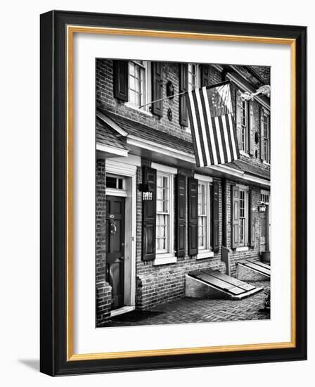 Front of House with an American Flag, Philadelphia, Pennsylvania, US, White Frame-Philippe Hugonnard-Framed Art Print