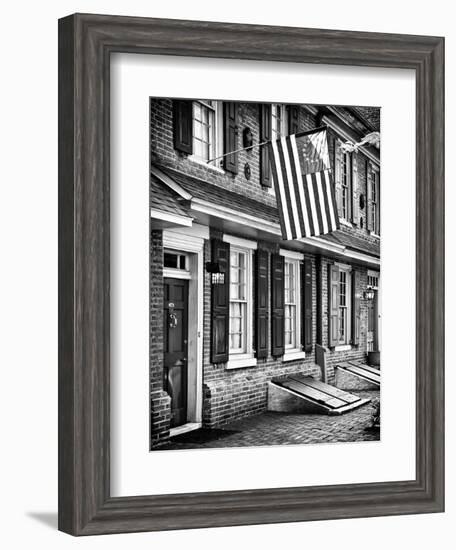 Front of House with an American Flag, Philadelphia, Pennsylvania, US, White Frame-Philippe Hugonnard-Framed Art Print