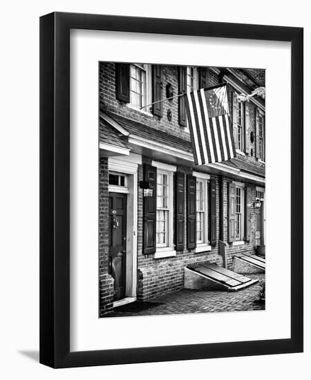 Front of House with an American Flag, Philadelphia, Pennsylvania, US, White Frame-Philippe Hugonnard-Framed Art Print