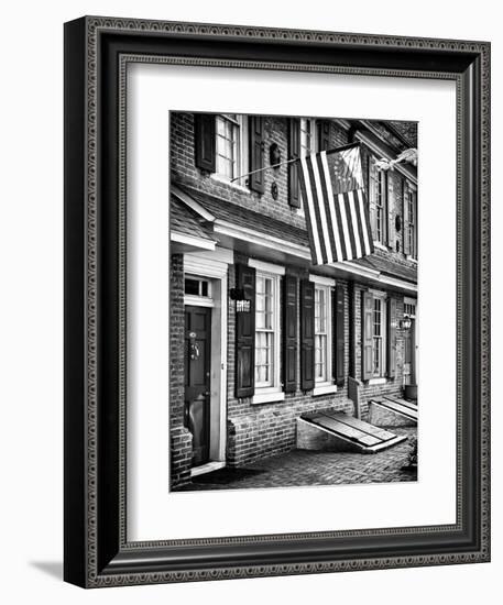 Front of House with an American Flag, Philadelphia, Pennsylvania, US, White Frame-Philippe Hugonnard-Framed Art Print