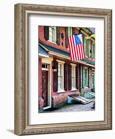 Front of House with an American Flag, Philadelphia, Pennsylvania, US, White Frame-Philippe Hugonnard-Framed Premium Giclee Print