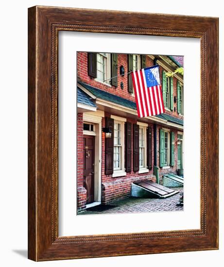 Front of House with an American Flag, Philadelphia, Pennsylvania, US, White Frame-Philippe Hugonnard-Framed Premium Giclee Print