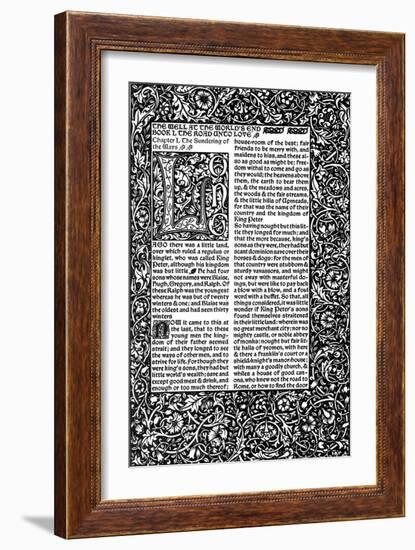 Front Page of Chapter I, Taken from the Well at World's End by William Morris, 1896-William Morris-Framed Giclee Print