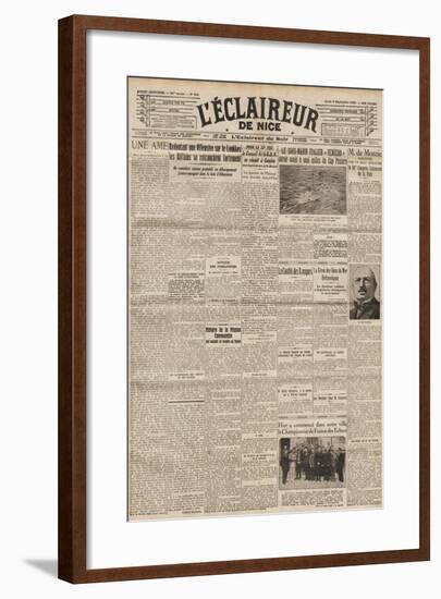 Front Page of 'L'Éclaireur De Nice' Featuring Marcel Duchamp at the French Chess Championship-null-Framed Giclee Print