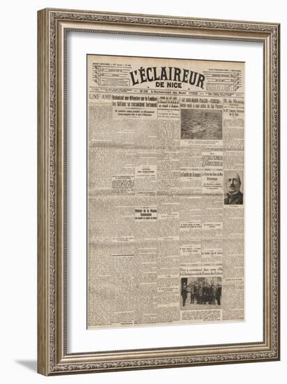 Front Page of 'L'Éclaireur De Nice' Featuring Marcel Duchamp at the French Chess Championship-null-Framed Giclee Print