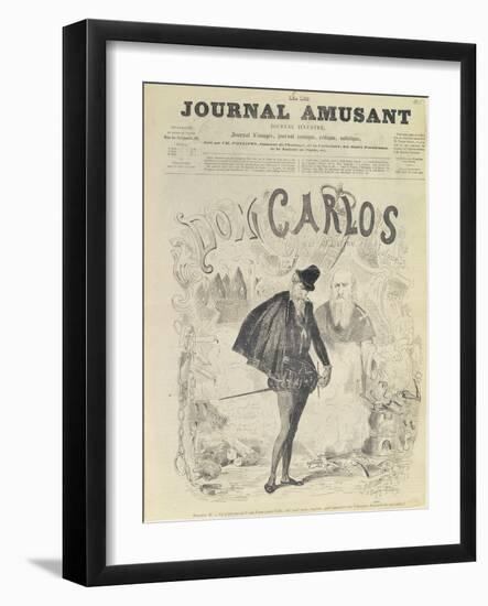 Front Page of 'Le Journal Amusant', with a Caricature of Don Carlos-Arjou Henri Darfou-Framed Giclee Print