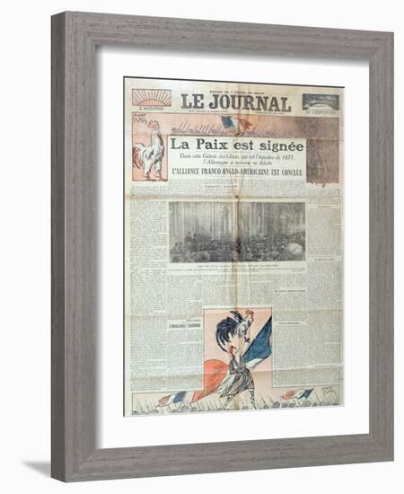 Front Page of 'Le Journal' Celebrating the Signing of the Treaty of Versailles on 28th June 1919,…-French School-Framed Giclee Print
