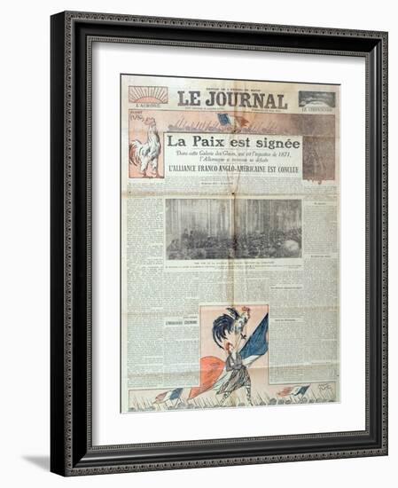 Front Page of 'Le Journal' Celebrating the Signing of the Treaty of Versailles on 28th June 1919,…-French School-Framed Giclee Print