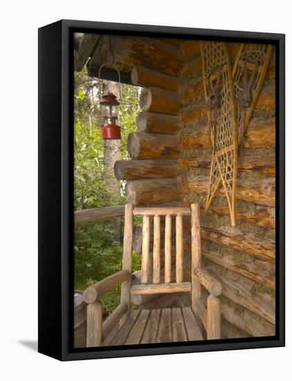 Front Porch of Log House, Athabascan Indian Village, Fairbanks, Alaska, USA-Ellen Clark-Framed Premier Image Canvas
