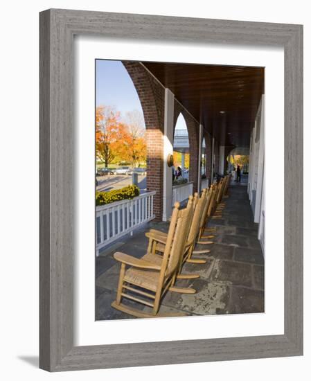 Front Porch of the Hanover Inn, Dartmouth College Green, Hanover, New Hampshire, USA-Jerry & Marcy Monkman-Framed Photographic Print