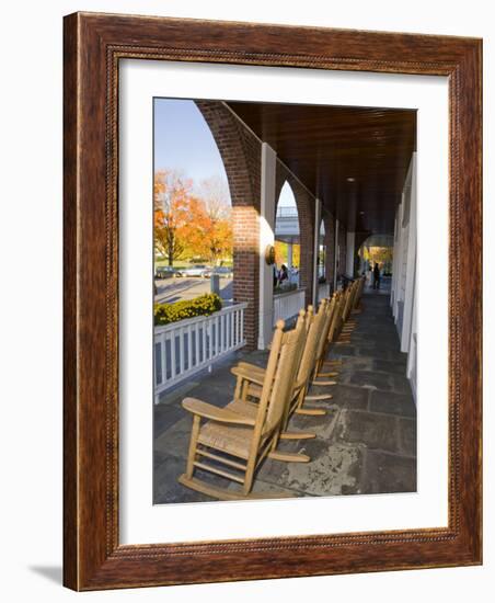 Front Porch of the Hanover Inn, Dartmouth College Green, Hanover, New Hampshire, USA-Jerry & Marcy Monkman-Framed Photographic Print