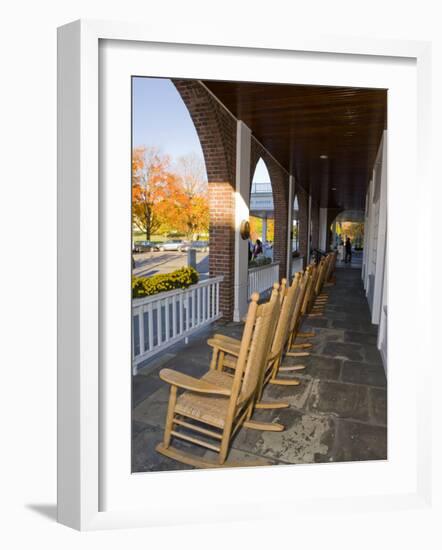 Front Porch of the Hanover Inn, Dartmouth College Green, Hanover, New Hampshire, USA-Jerry & Marcy Monkman-Framed Photographic Print