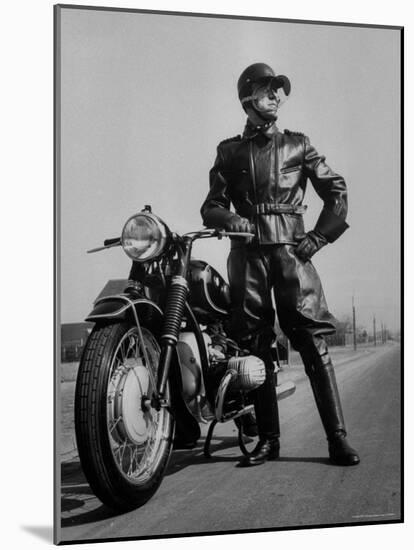 Front Shot of a German Made BMW Motorcycle and Rider-Ralph Crane-Mounted Photographic Print