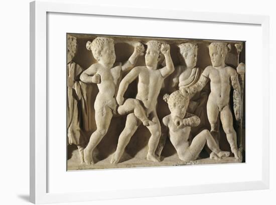 Front Side of Sarcophagus Depicting Wrestling Children, Detail-null-Framed Giclee Print