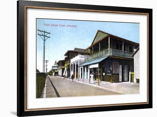 Front Street, Colon, Panama, 1907-null-Framed Giclee Print