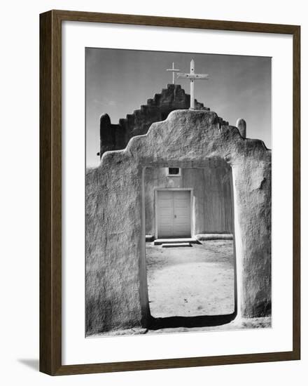 Front view of entrance, Church, Taos Pueblo National Historic Landmark, New Mexico, 1942-Ansel Adams-Framed Art Print