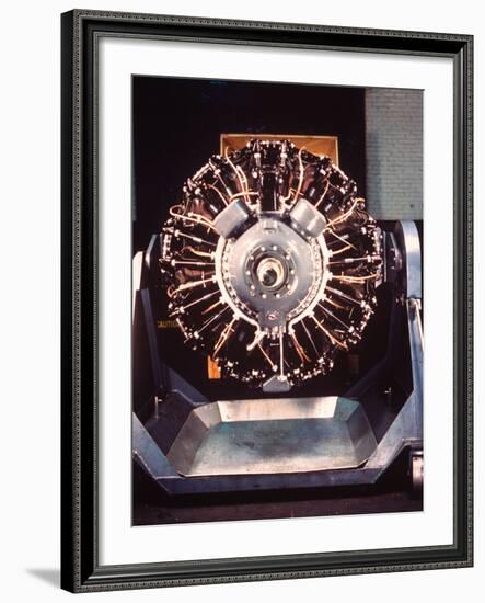 Front View of Pratt and Whitney 'Wasp' Airplane Engine at Pratt and Whitney Aircraft Parts Factory-Dmitri Kessel-Framed Premium Photographic Print