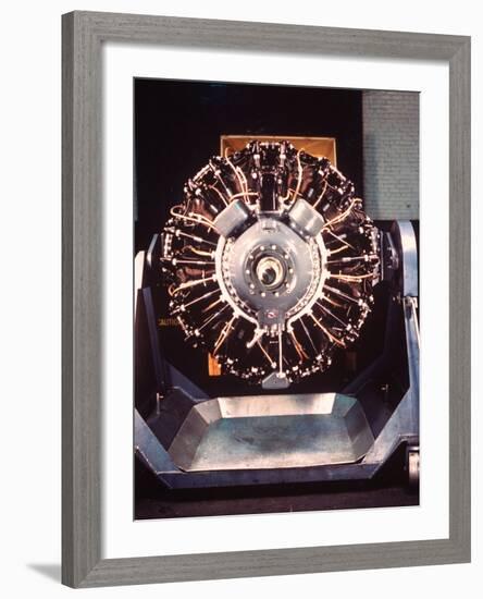 Front View of Pratt and Whitney 'Wasp' Airplane Engine at Pratt and Whitney Aircraft Parts Factory-Dmitri Kessel-Framed Premium Photographic Print