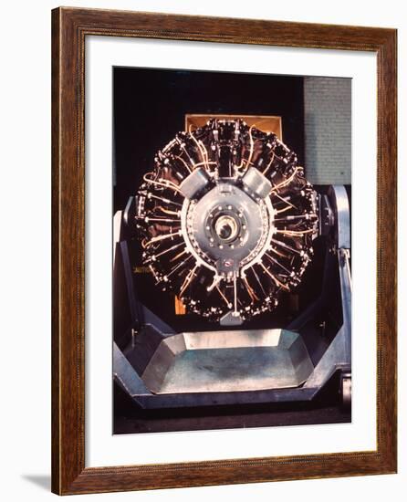 Front View of Pratt and Whitney 'Wasp' Airplane Engine at Pratt and Whitney Aircraft Parts Factory-Dmitri Kessel-Framed Premium Photographic Print