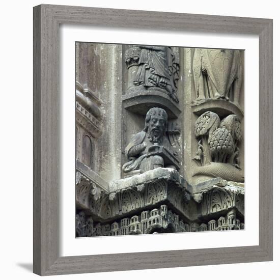 Front west detail of Chartres Cathedral, 12th century-Unknown-Framed Photographic Print