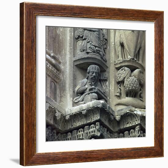 Front west detail of Chartres Cathedral, 12th century-Unknown-Framed Photographic Print